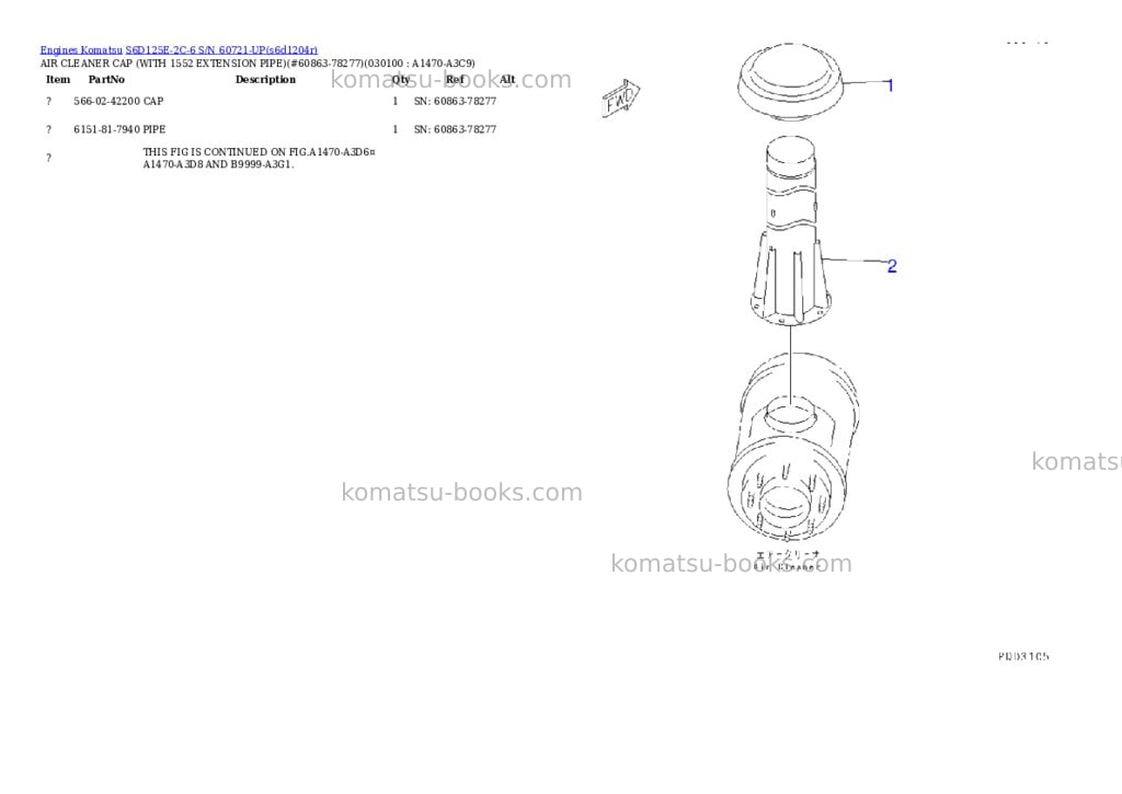 Komatsu S6D125E-2C-6 S/N 60721-UP Parts catalog cover Page 8 Komatsu S6D125E-2C-6 S/N 60721-UP Parts catalog cover Page 8
