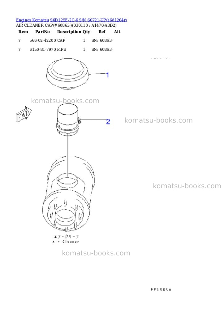 Komatsu S6D125E-2C-6 S/N 60721-UP Parts catalog cover Page 9 Komatsu S6D125E-2C-6 S/N 60721-UP Parts catalog cover Page 9