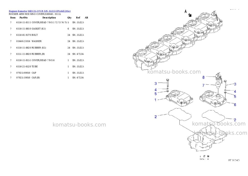 Komatsu s6d125-1vv-r s/n 35323-up Parts catalog cover Page 3