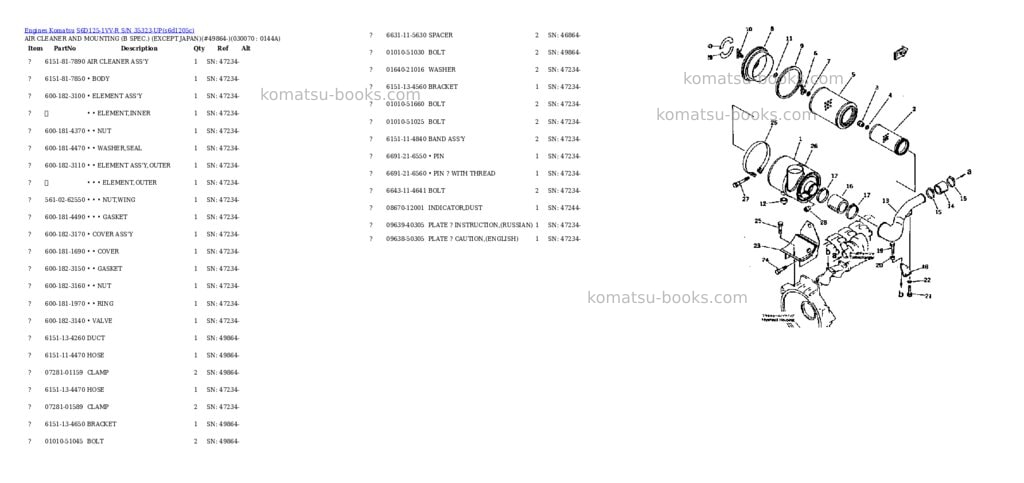 Komatsu s6d125-1vv-r s/n 35323-up Parts catalog cover Page 6