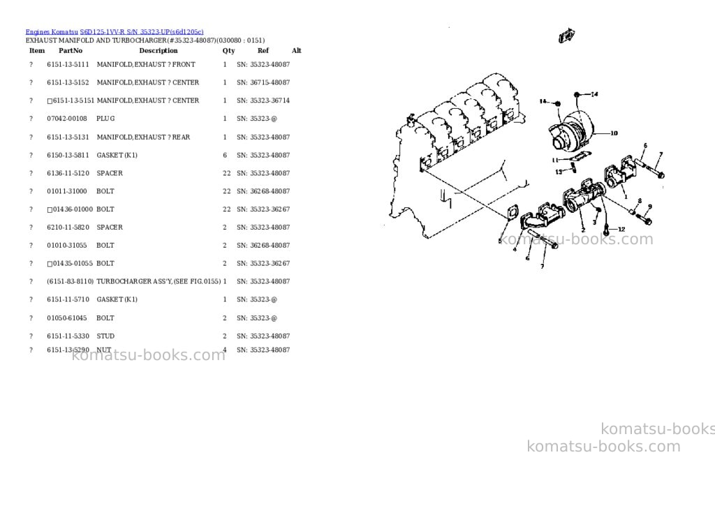 Komatsu s6d125-1vv-r s/n 35323-up Parts catalog cover Page 7