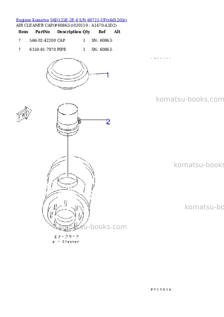 Komatsu S6D125E-2E-6 S/N 60721-UP Parts catalog cover Page 9 Komatsu S6D125E-2E-6 S/N 60721-UP Parts catalog cover Page 9
