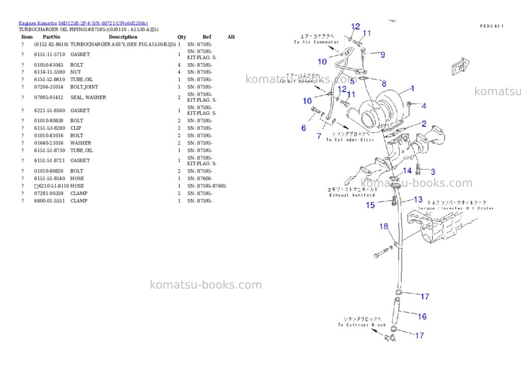 Komatsu s6d125e-2f-6 s/n 60721-up Parts catalog cover Page 10 Komatsu s6d125e-2f-6 s/n 60721-up Parts catalog cover Page 10