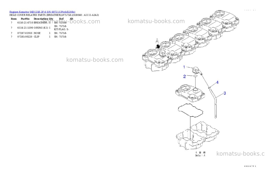 Komatsu s6d125e-2f-6 s/n 60721-up Parts catalog cover Page 3 Komatsu s6d125e-2f-6 s/n 60721-up Parts catalog cover Page 3