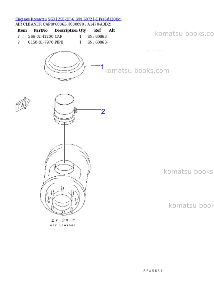 Komatsu s6d125e-2f-6 s/n 60721-up Parts catalog cover Page 8 Komatsu s6d125e-2f-6 s/n 60721-up Parts catalog cover Page 8