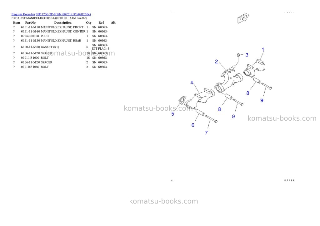 Komatsu s6d125e-2f-6 s/n 60721-up Parts catalog cover Page 9 Komatsu s6d125e-2f-6 s/n 60721-up Parts catalog cover Page 9