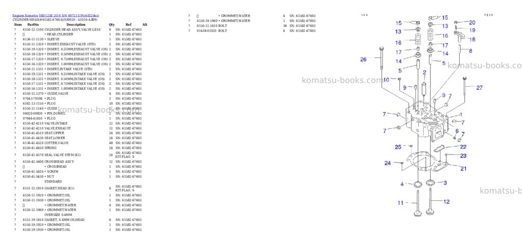 Komatsu s6d125e-2g-6 s/n 60721-up Parts catalog cover Komatsu s6d125e-2g-6 s/n 60721-up Parts catalog cover