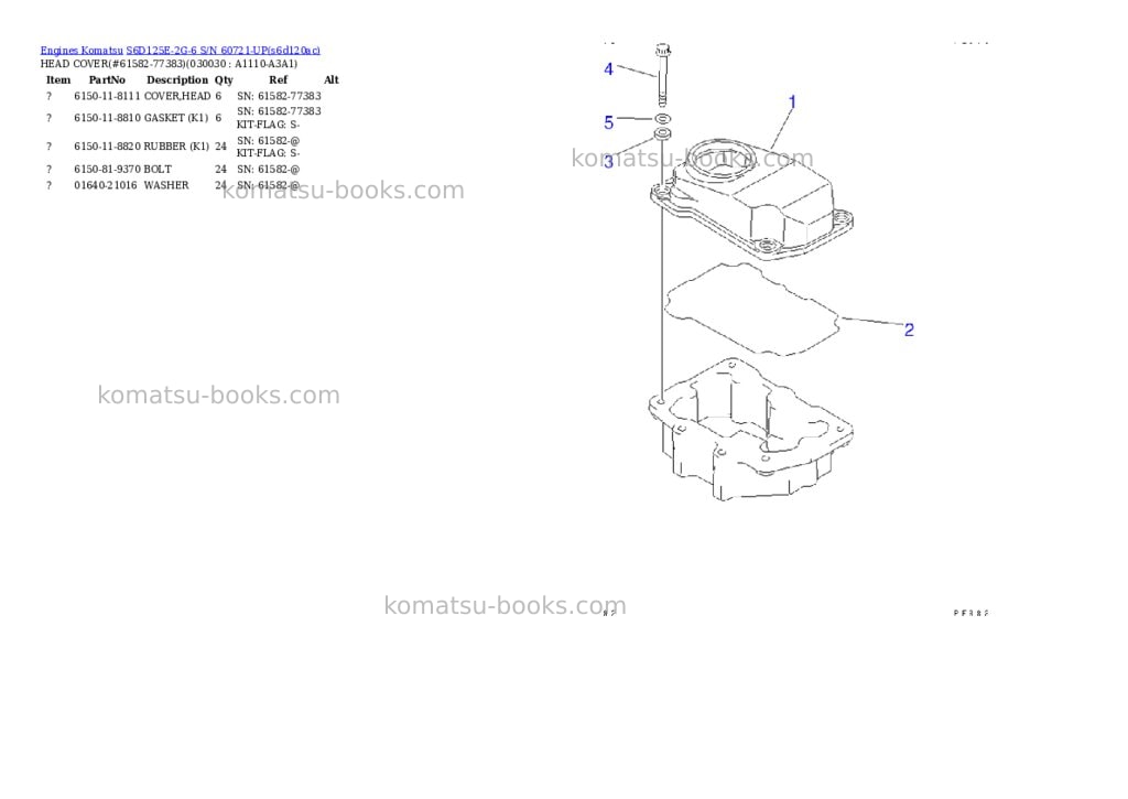 Komatsu s6d125e-2g-6 s/n 60721-up Parts catalog cover Page 2 Komatsu s6d125e-2g-6 s/n 60721-up Parts catalog cover Page 2