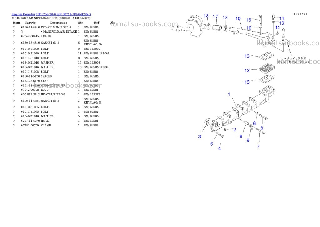 Komatsu s6d125e-2g-6 s/n 60721-up Parts catalog cover Page 4 Komatsu s6d125e-2g-6 s/n 60721-up Parts catalog cover Page 4