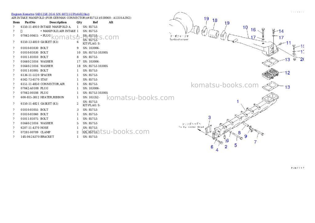 Komatsu s6d125e-2g-6 s/n 60721-up Parts catalog cover Page 5 Komatsu s6d125e-2g-6 s/n 60721-up Parts catalog cover Page 5