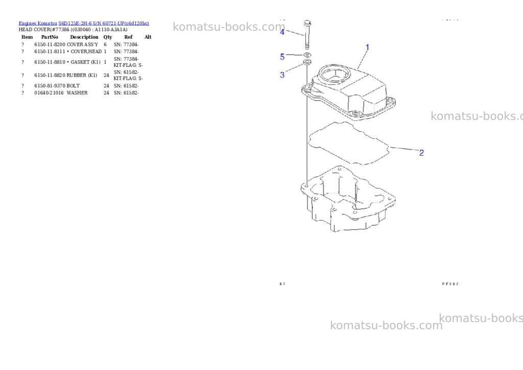 Komatsu s6d125e-2h-6 s/n 60721-up Parts catalog cover Page 3 Komatsu s6d125e-2h-6 s/n 60721-up Parts catalog cover Page 3