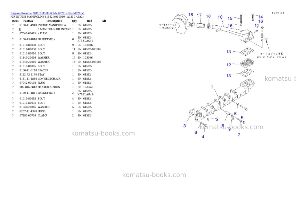 Komatsu s6d125e-2h-6 s/n 60721-up Parts catalog cover Page 4 Komatsu s6d125e-2h-6 s/n 60721-up Parts catalog cover Page 4