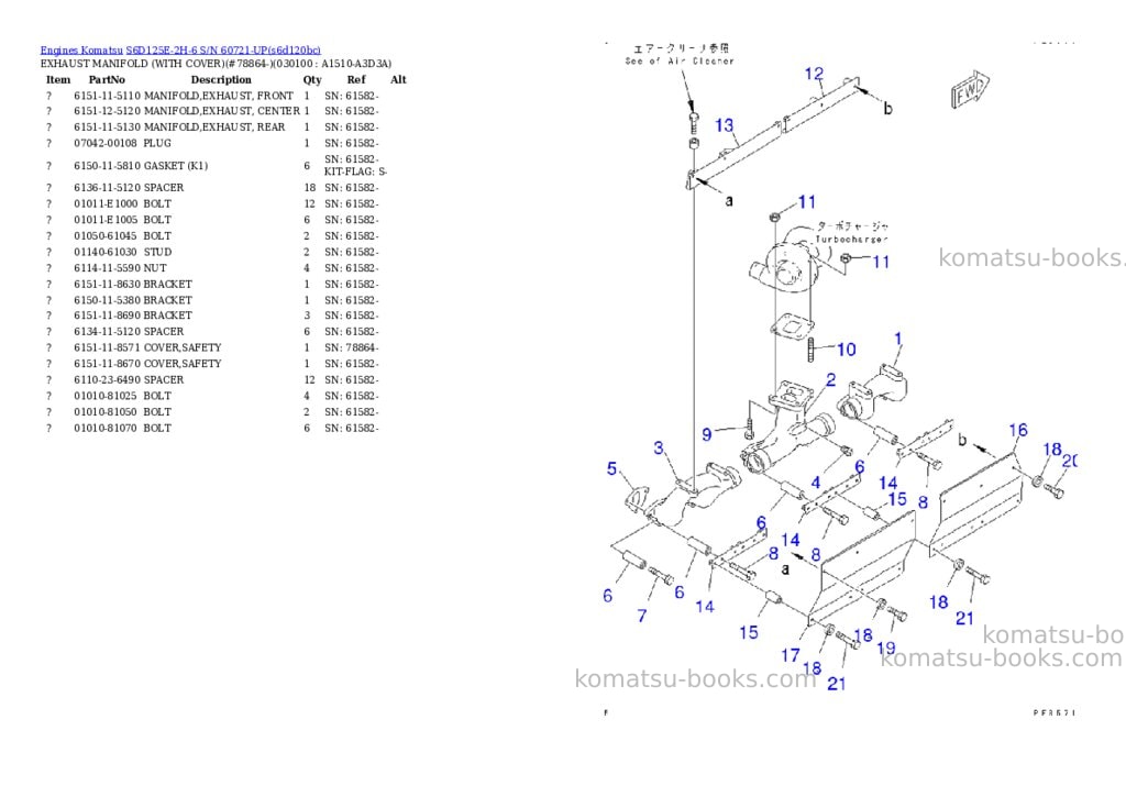 Komatsu s6d125e-2h-6 s/n 60721-up Parts catalog cover Page 9 Komatsu s6d125e-2h-6 s/n 60721-up Parts catalog cover Page 9
