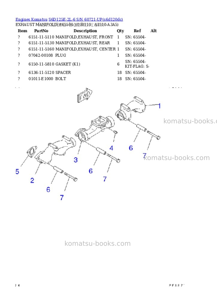 Komatsu s6d125e-2l-6 s/n 60721-up Parts catalog cover Page 3 Komatsu s6d125e-2l-6 s/n 60721-up Parts catalog cover Page 3