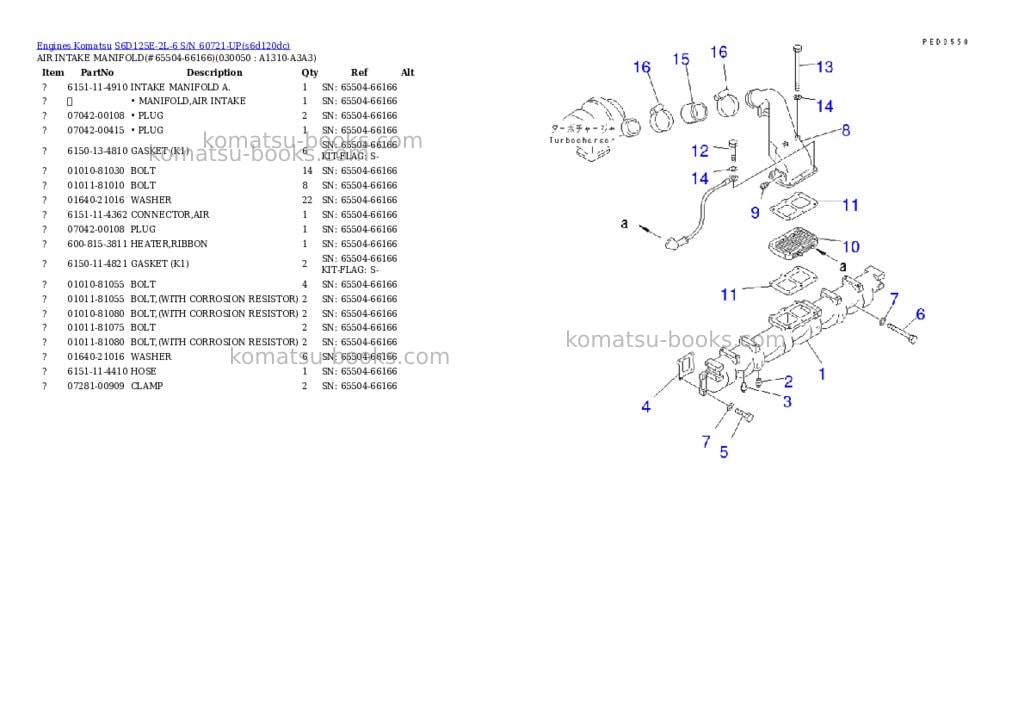 Komatsu s6d125e-2l-6 s/n 60721-up Parts catalog cover Page 4 Komatsu s6d125e-2l-6 s/n 60721-up Parts catalog cover Page 4