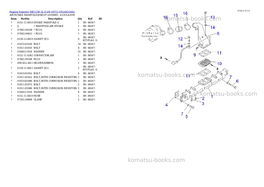Komatsu s6d125e-2l-6 s/n 60721-up Parts catalog cover Page 5 Komatsu s6d125e-2l-6 s/n 60721-up Parts catalog cover Page 5
