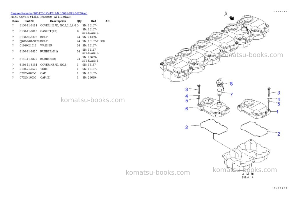 Komatsu s6d125-1vv-fr s/n 10001-up Parts catalog cover Page 2 Komatsu s6d125-1vv-fr s/n 10001-up Parts catalog cover Page 2