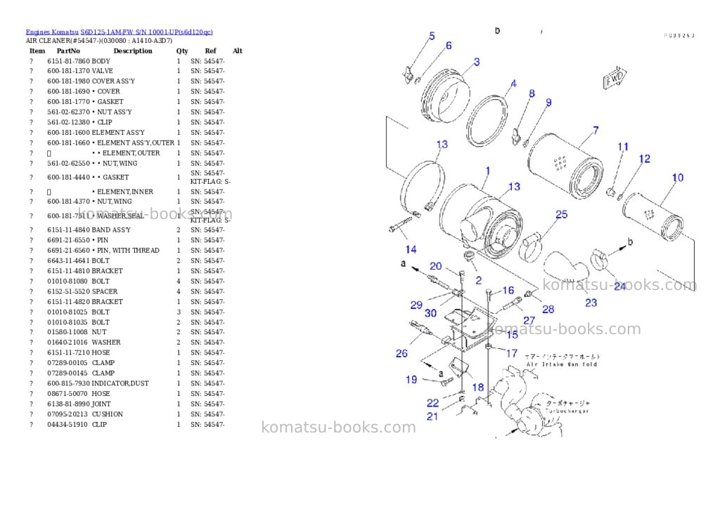 Komatsu s6d125-1am-fw s/n 10001-up Parts catalog cover Page 7 Komatsu s6d125-1am-fw s/n 10001-up Parts catalog cover Page 7