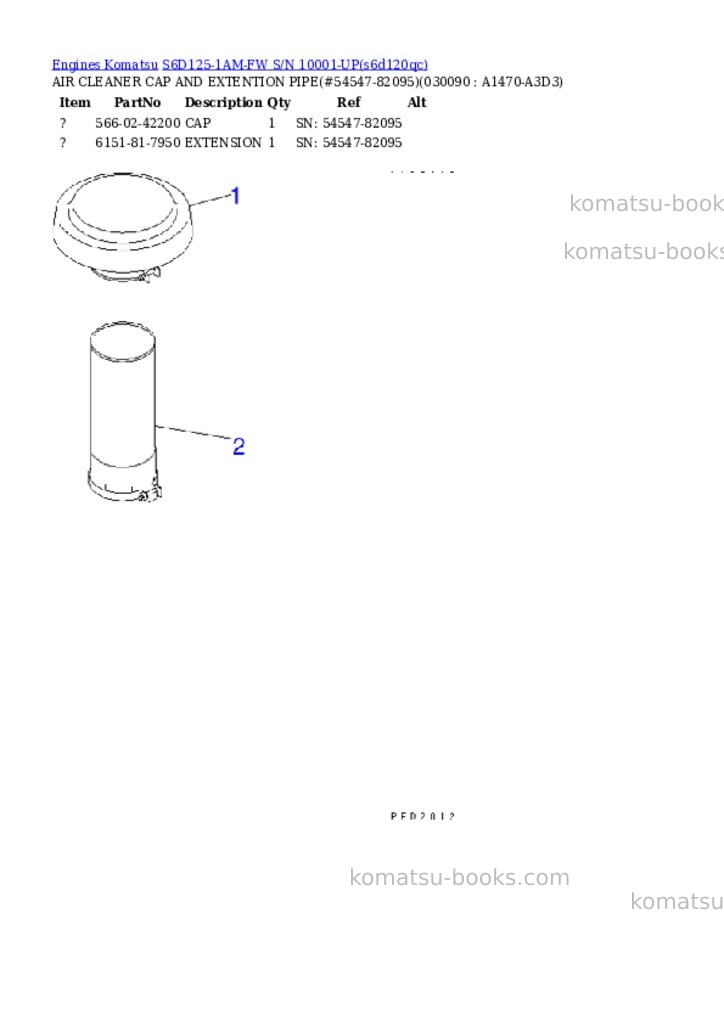 Komatsu s6d125-1am-fw s/n 10001-up Parts catalog cover Page 8 Komatsu s6d125-1am-fw s/n 10001-up Parts catalog cover Page 8
