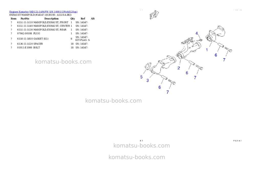 Komatsu s6d125-1am-fw s/n 10001-up Parts catalog cover Page 9 Komatsu s6d125-1am-fw s/n 10001-up Parts catalog cover Page 9