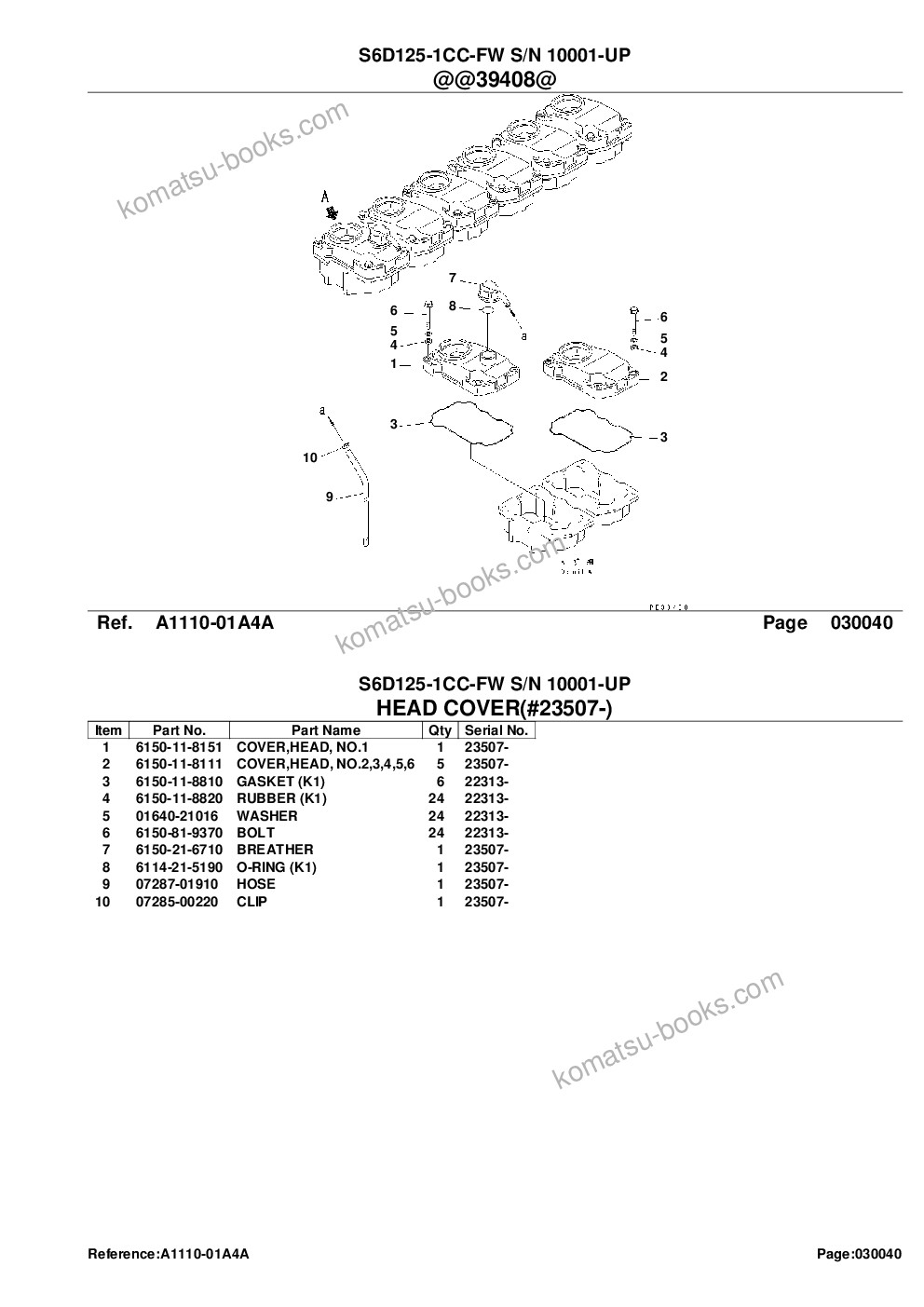 Komatsu s6d125-1cc-fw s/n 10001-up Parts catalog cover Page 8 Komatsu s6d125-1cc-fw s/n 10001-up Parts catalog cover Page 8