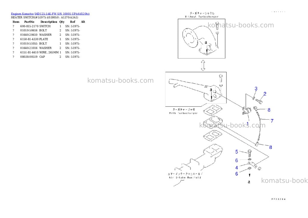 Komatsu s6d125-1ak-fw s/n 10001-up Parts catalog cover Page 4
