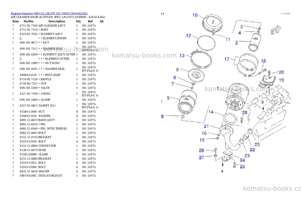 Komatsu s6d125-1ak-fw s/n 10001-up Parts catalog cover Page 5