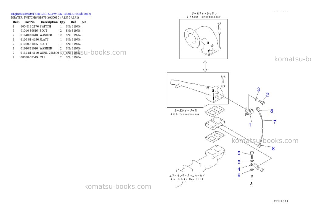 Komatsu s6d125-1al-fw s/n 10001-up Parts catalog cover Page 4 Komatsu s6d125-1al-fw s/n 10001-up Parts catalog cover Page 4
