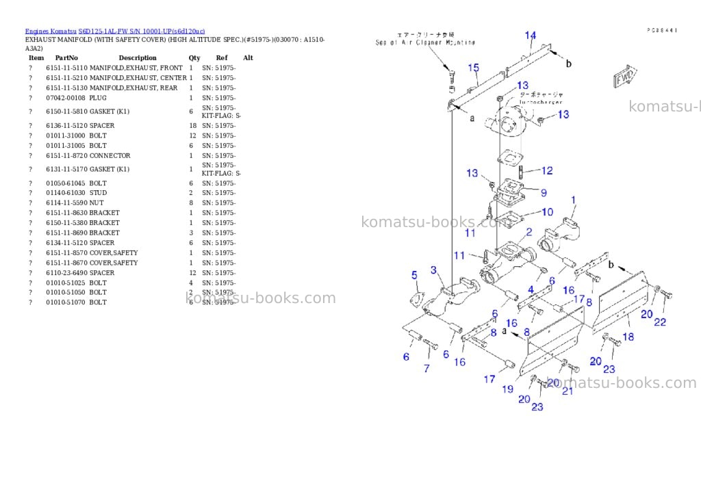 Komatsu s6d125-1al-fw s/n 10001-up Parts catalog cover Page 6 Komatsu s6d125-1al-fw s/n 10001-up Parts catalog cover Page 6