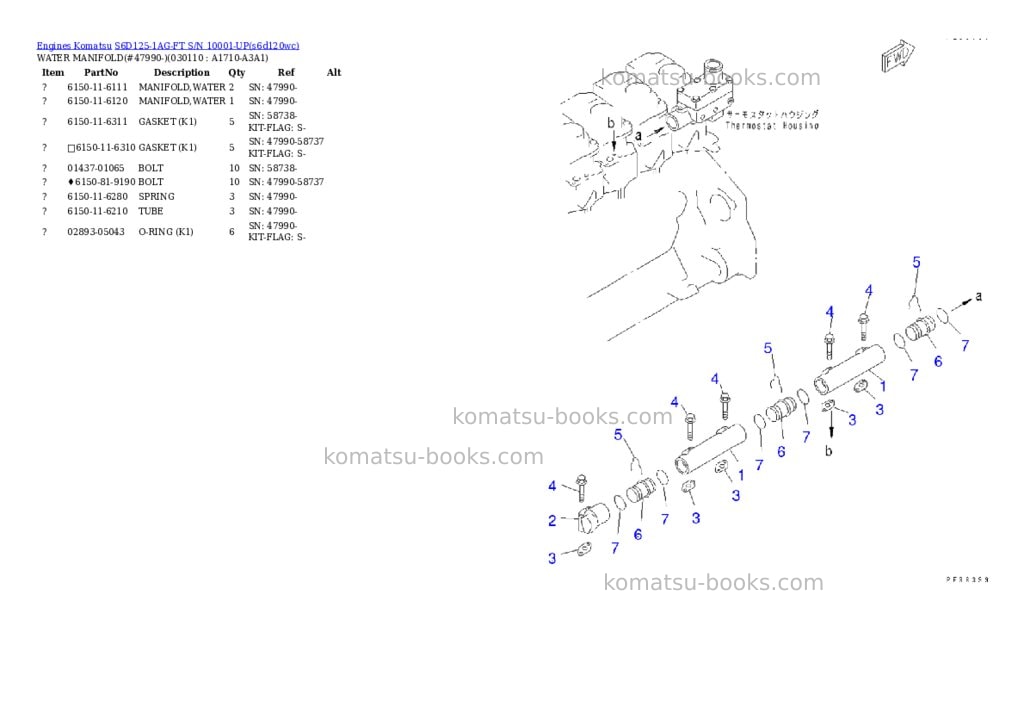 Komatsu s6d125-1ag-ft s/n 10001-up Parts catalog cover Page 10 Komatsu s6d125-1ag-ft s/n 10001-up Parts catalog cover Page 10