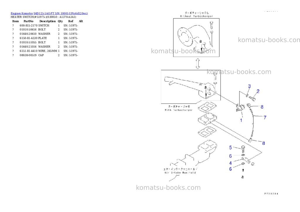 Komatsu s6d125-1ag-ft s/n 10001-up Parts catalog cover Page 4 Komatsu s6d125-1ag-ft s/n 10001-up Parts catalog cover Page 4