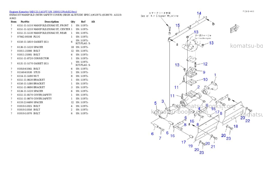 Komatsu s6d125-1ag-ft s/n 10001-up Parts catalog cover Page 6 Komatsu s6d125-1ag-ft s/n 10001-up Parts catalog cover Page 6