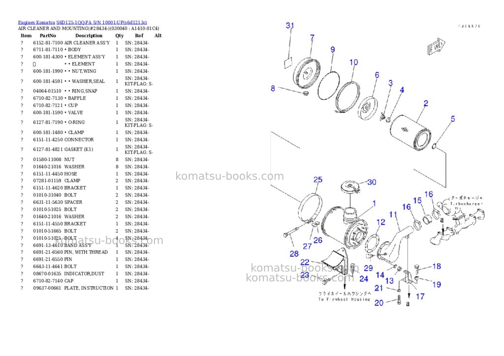 Komatsu s6d125-1qq-fa s/n 10001-up Parts catalog cover Page 3