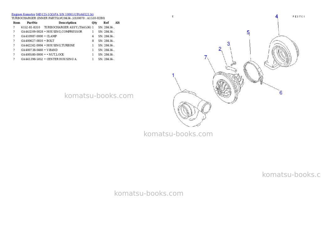 Komatsu s6d125-1qq-fa s/n 10001-up Parts catalog cover Page 6