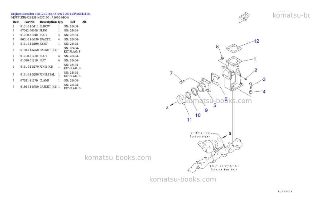 Komatsu s6d125-1qq-fa s/n 10001-up Parts catalog cover Page 9