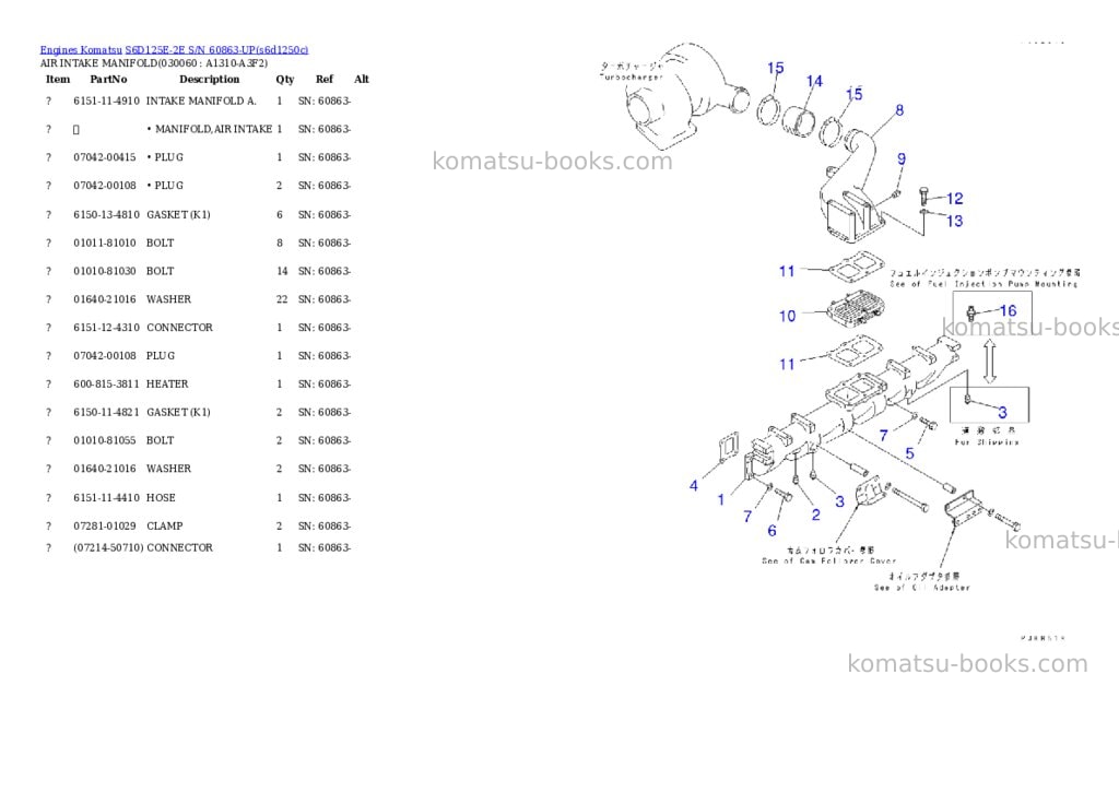 Komatsu s6d125e-2e s/n 60863-up Parts catalog cover Page 4