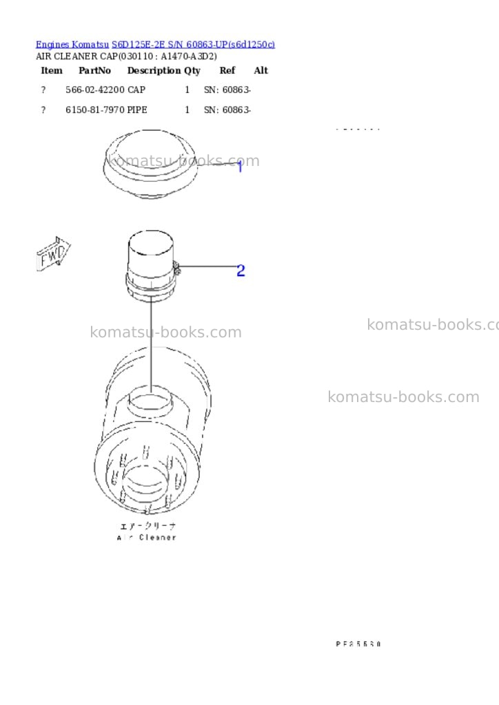 Komatsu s6d125e-2e s/n 60863-up Parts catalog cover Page 9