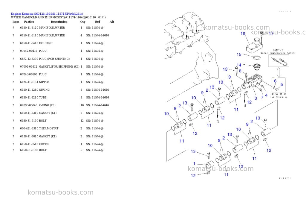 Komatsu S6D125-1M S/N 11574-UP Parts catalog cover Page 10 Komatsu S6D125-1M S/N 11574-UP Parts catalog cover Page 10