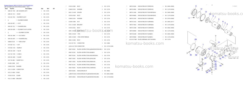 Komatsu S6D125-1M S/N 11574-UP Parts catalog cover Page 5 Komatsu S6D125-1M S/N 11574-UP Parts catalog cover Page 5