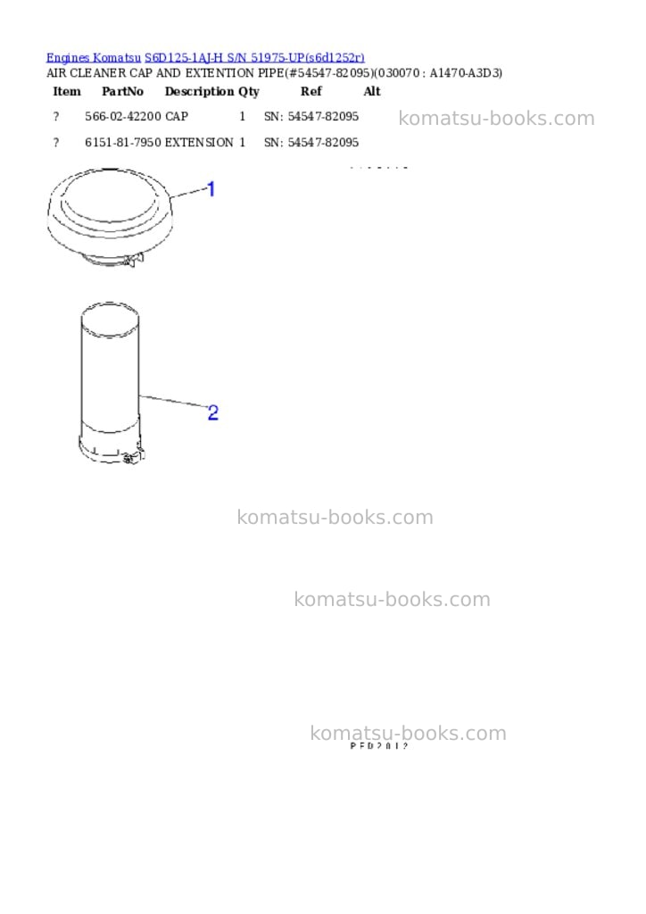 Komatsu s6d125-1aj-h s/n 51975-up Parts catalog cover Page 6