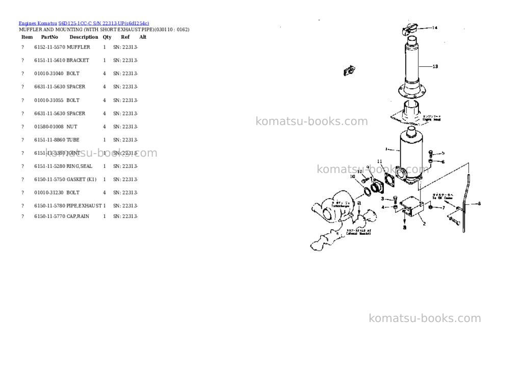 Komatsu s6d125-1cc-c s/n 22313-up Parts catalog cover Page 10 Komatsu s6d125-1cc-c s/n 22313-up Parts catalog cover Page 10