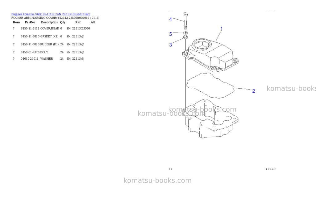 Komatsu s6d125-1cc-c s/n 22313-up Parts catalog cover Page 3 Komatsu s6d125-1cc-c s/n 22313-up Parts catalog cover Page 3