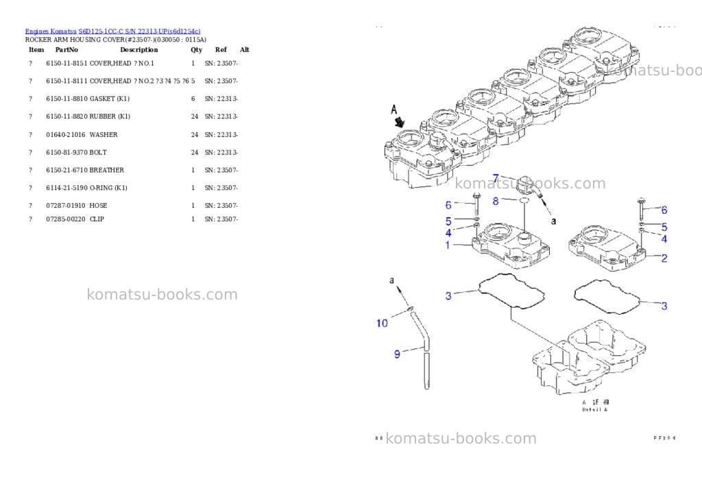 Komatsu s6d125-1cc-c s/n 22313-up Parts catalog cover Page 4 Komatsu s6d125-1cc-c s/n 22313-up Parts catalog cover Page 4