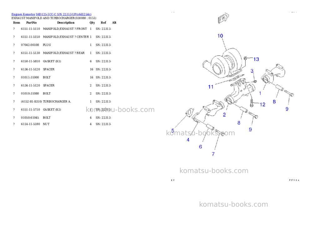 Komatsu s6d125-1cc-c s/n 22313-up Parts catalog cover Page 7 Komatsu s6d125-1cc-c s/n 22313-up Parts catalog cover Page 7
