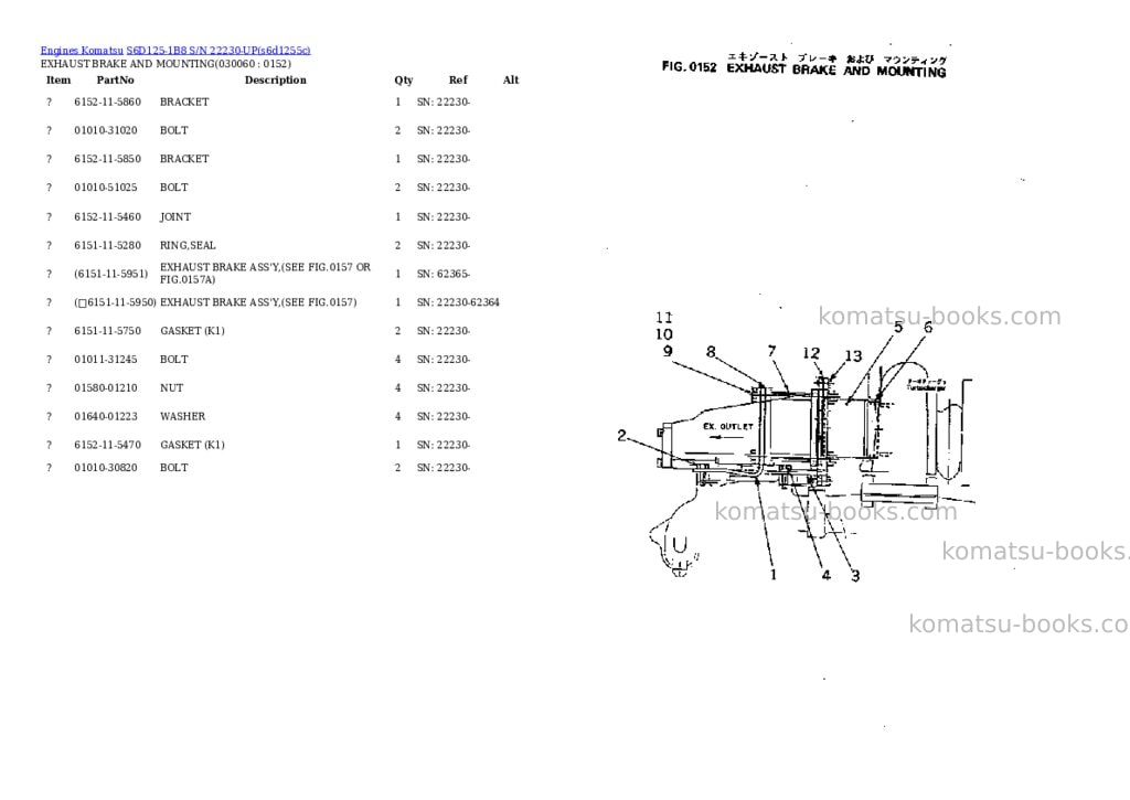 Komatsu S6D125-1B8 S/N 22230-UP Parts catalog cover Page 6 Komatsu S6D125-1B8 S/N 22230-UP Parts catalog cover Page 6