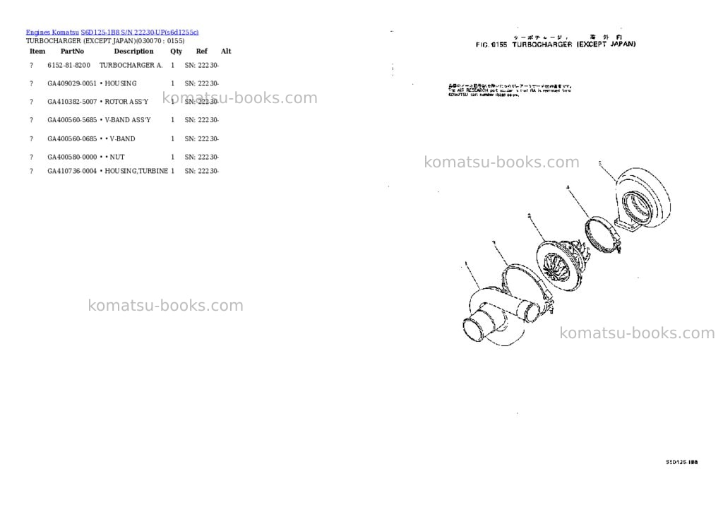 Komatsu S6D125-1B8 S/N 22230-UP Parts catalog cover Page 7 Komatsu S6D125-1B8 S/N 22230-UP Parts catalog cover Page 7