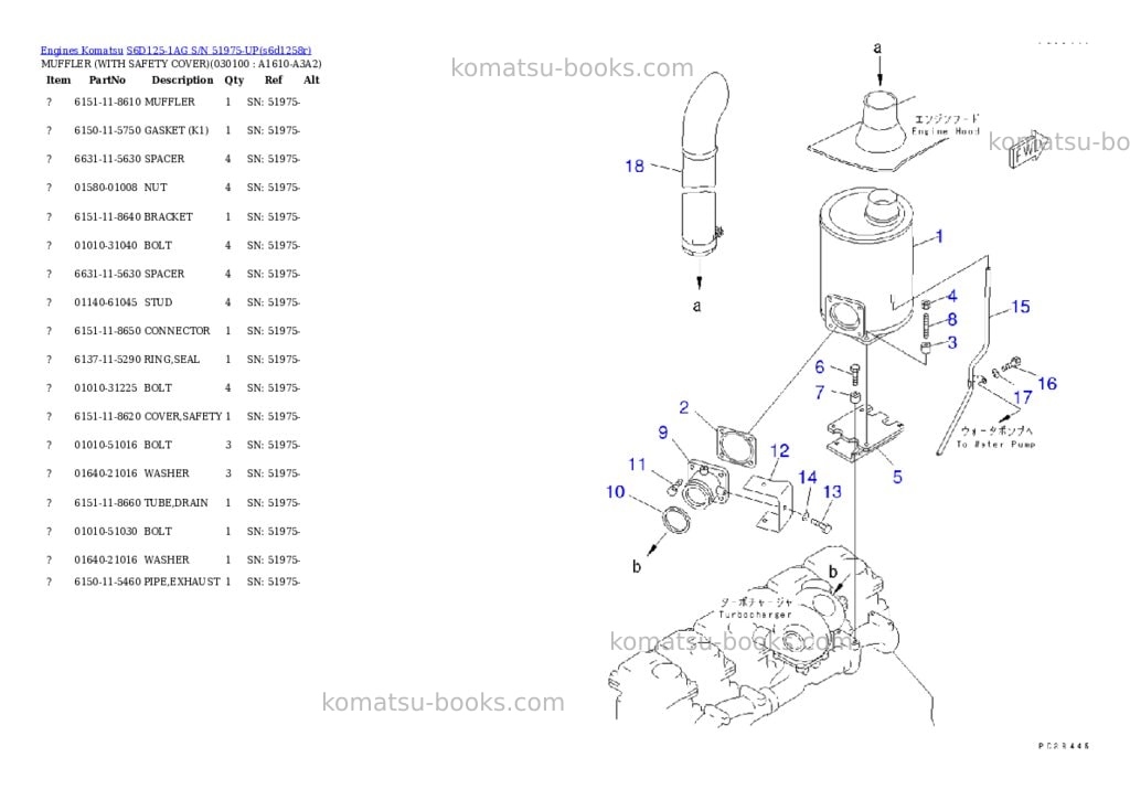 Komatsu s6d125-1ag s/n 51975-up Parts catalog cover Page 9 Komatsu s6d125-1ag s/n 51975-up Parts catalog cover Page 9