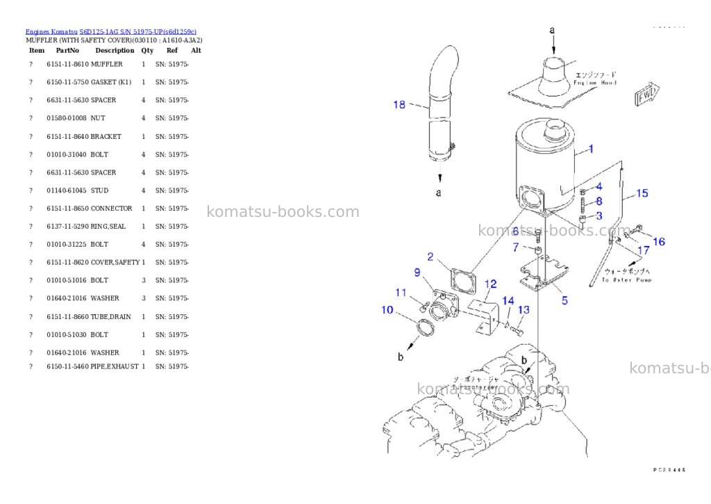 Komatsu S6D125-1AG S/N 51975-UP Parts catalog cover Page 10 Komatsu S6D125-1AG S/N 51975-UP Parts catalog cover Page 10
