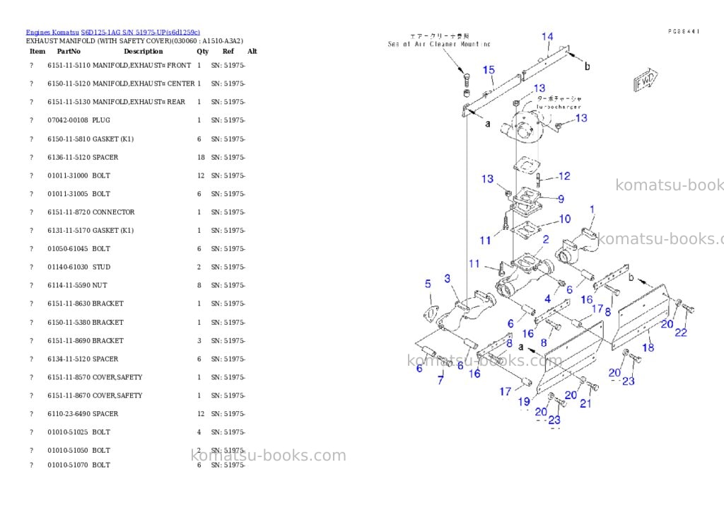 Komatsu S6D125-1AG S/N 51975-UP Parts catalog cover Page 5 Komatsu S6D125-1AG S/N 51975-UP Parts catalog cover Page 5