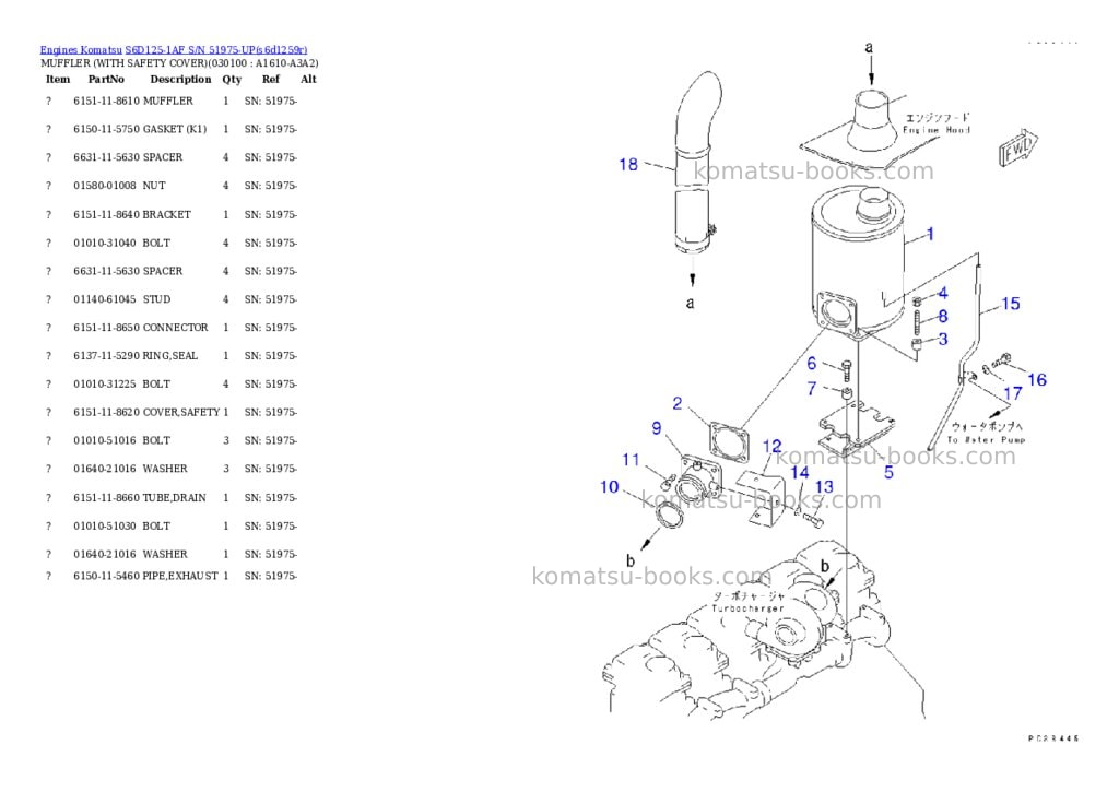 Komatsu s6d125-1af s/n 51975-up Parts catalog cover Page 9 Komatsu s6d125-1af s/n 51975-up Parts catalog cover Page 9
